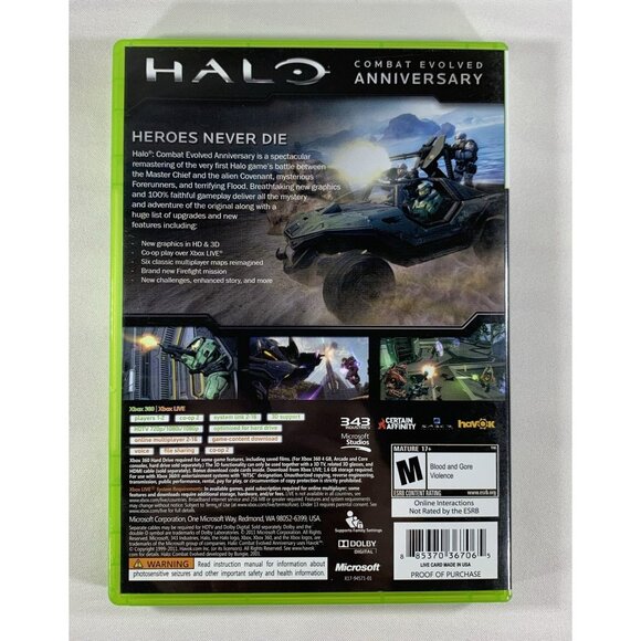 Halo Combat Evolved Anniversary (Xbox 360) 2011 Complete with Manual Tested - Picture 3 of 6